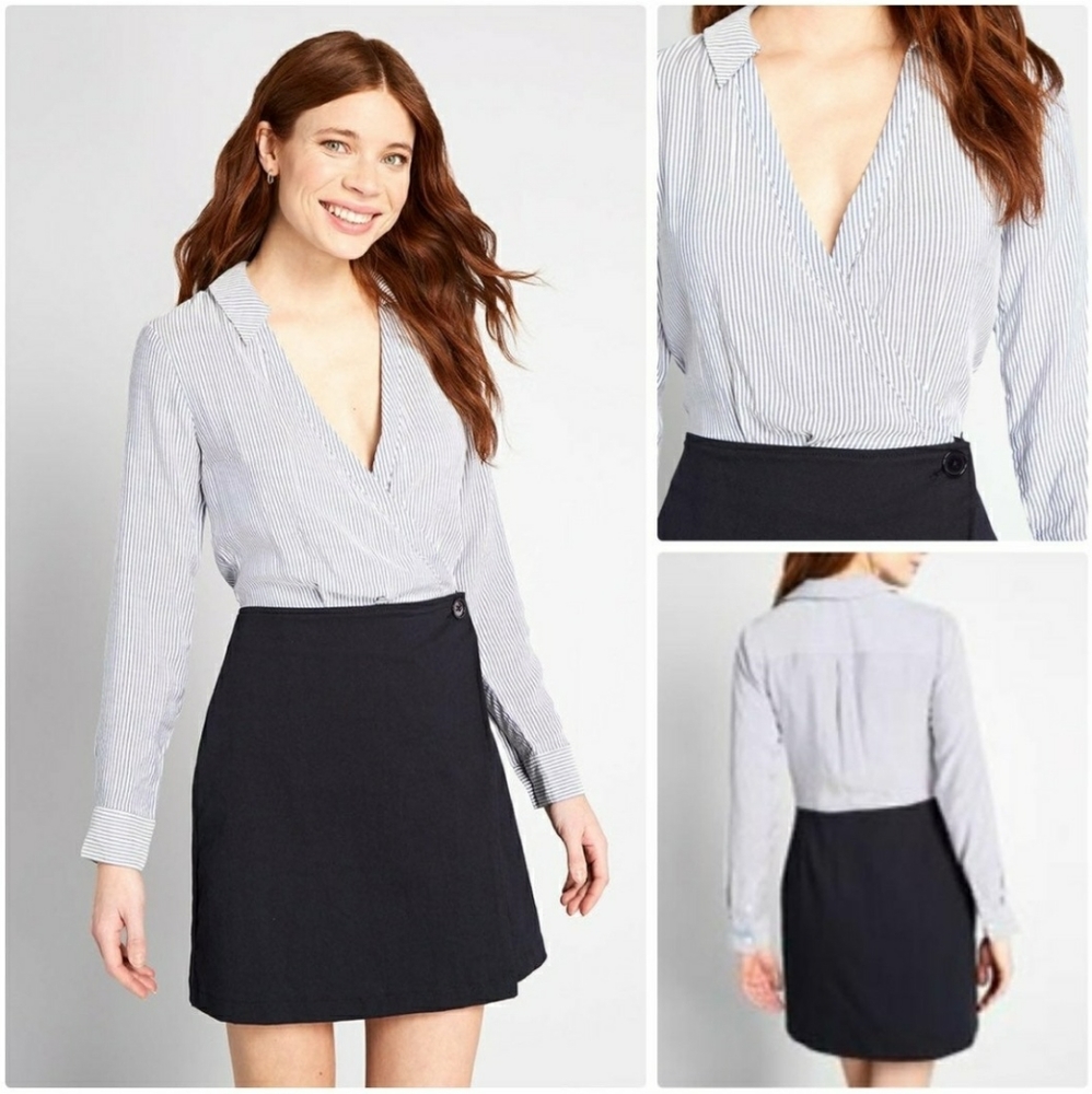 Modcloth Au Contraire Wrap Dress